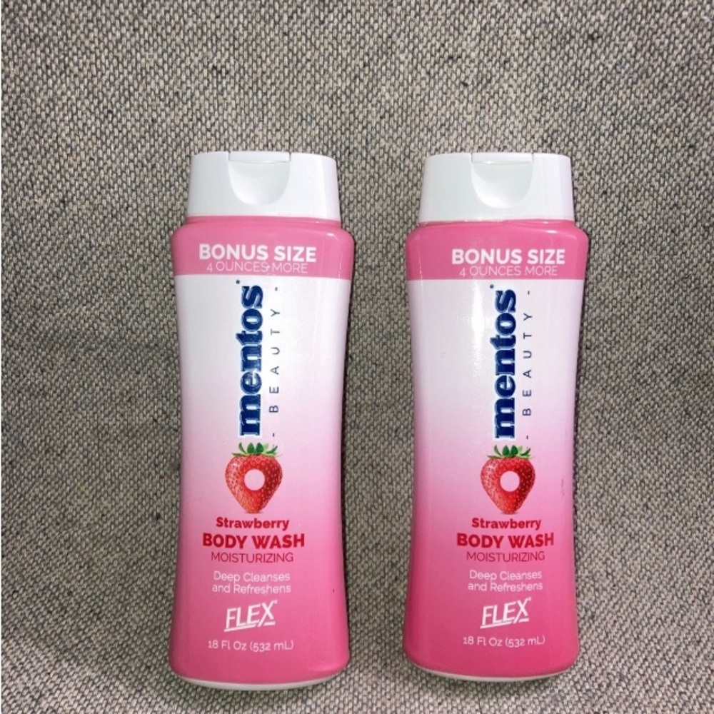 Mentos Strawberry Candy Scented Body Wash 18oz Each 2 Pack Flex Original New